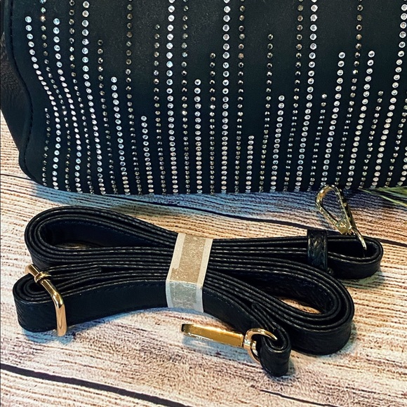 NWT MKF  Women’s Black Rhinestone Satchel - Picture 4 of 10
